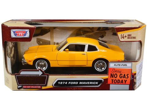 1974 Ford Maverick Yellow "Forgotten Classics" 1/24 Diecast Model Car by Motormax