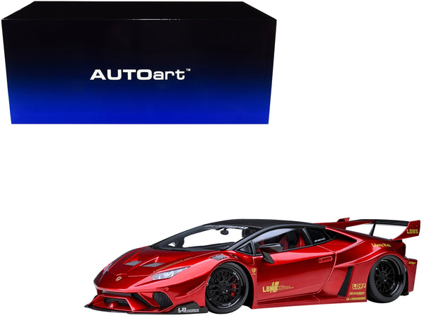 Lamborghini Huracan GT "LB-Silhouette Works" Hyper Red Metallic with Black Top 1/18 Model Car by Autoart