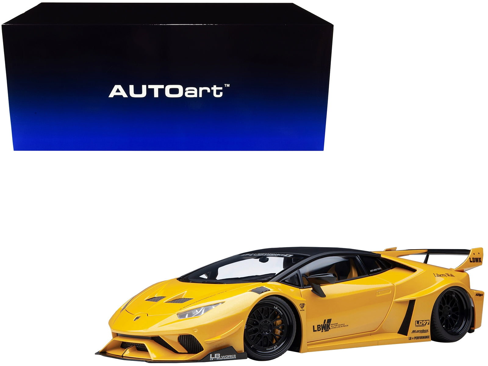 Lamborghini Huracan GT "LB-Silhouette Works" Yellow Metallic with Black Top 1/18 Model Car by Autoart