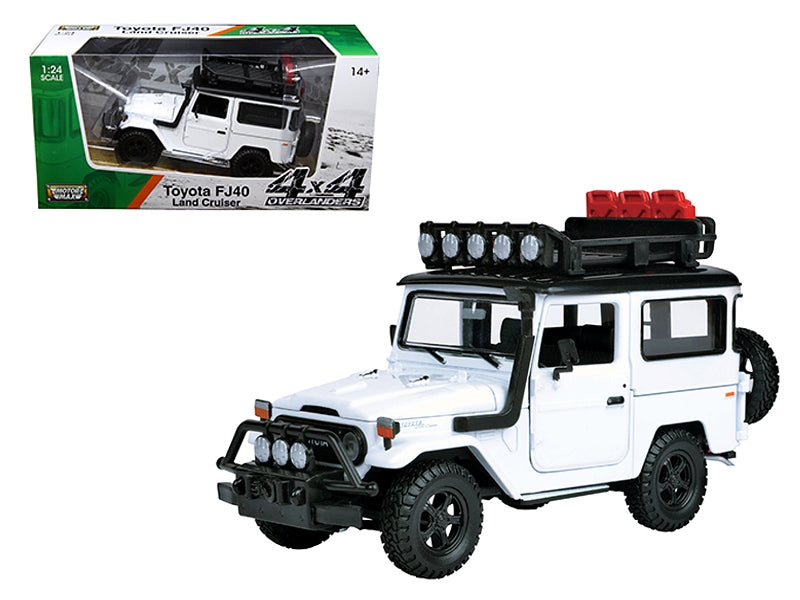 Toyota FJ40 Land Cruiser White "4x4 Overlanders" Series 1/24 Diecast Model Car by Motormax