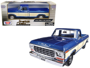 1979 Ford F-150 Pickup Truck 2 Tone Blue/Cream 1/24 Diecast Model Car by Motormax