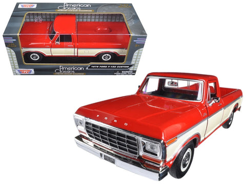 1979 Ford F-150 Pickup Truck Red and Cream 1/24 Diecast Model Car by Motormax