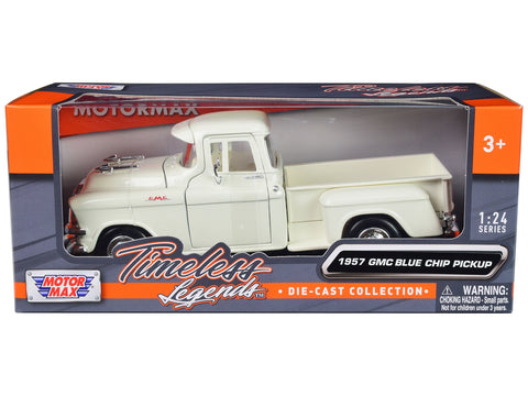 1957 GMC Blue Chip Pickup Truck White "Timeless Legends" Series 1/24 Diecast Model Car by Motormax