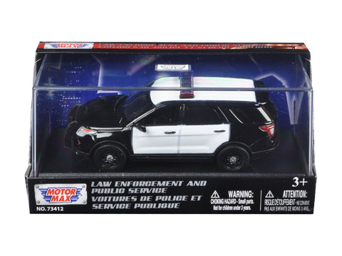 2015 Ford Police Interceptor Utility Plain Black and White 1/43 Diecast Model Car by Motormax