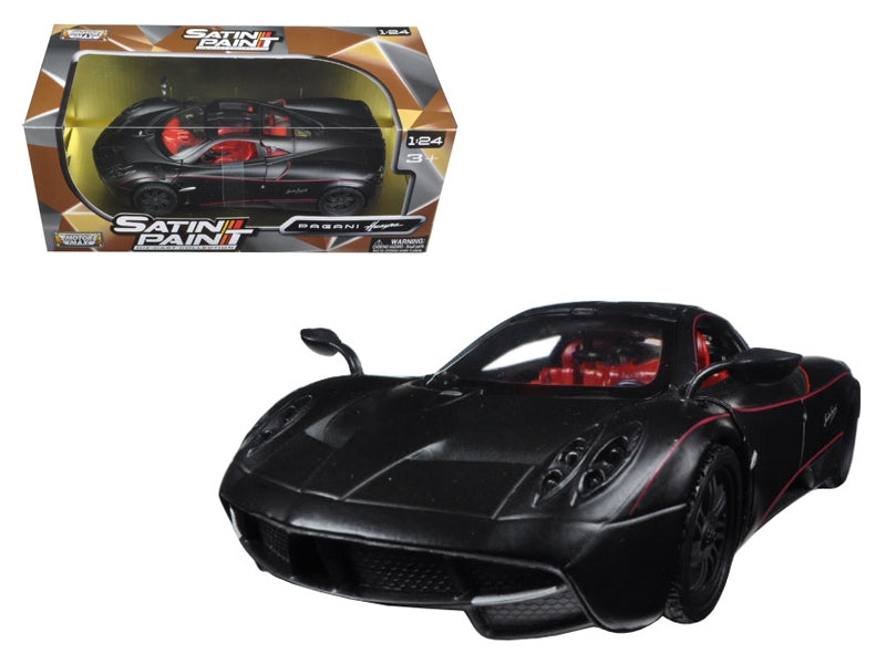 Pagani Huayra Matt Black with Red Interior 1/24 Diecast Model Car by Motormax