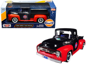 1956 Ford F-100 Pickup Truck "Gulf" Dark Blue and Red 1/24 Diecast Model Car by Motormax