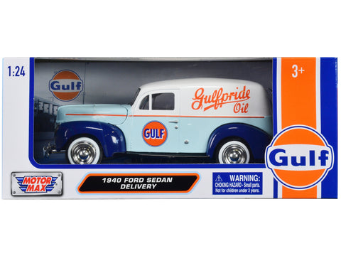 1940 Ford Sedan Delivery Light Blue and White "Gulf Oil-Gulfpride" "Gulf Die-Cast Collection" 1/24 Diecast Model Car by Motormax