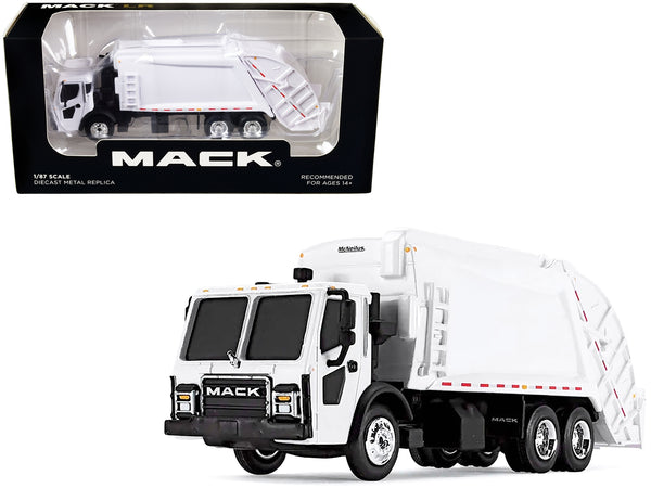 Mack LR with McNeilus Rear Load Refuse Body White 1/87 (HO) Diecast Model by First Gear