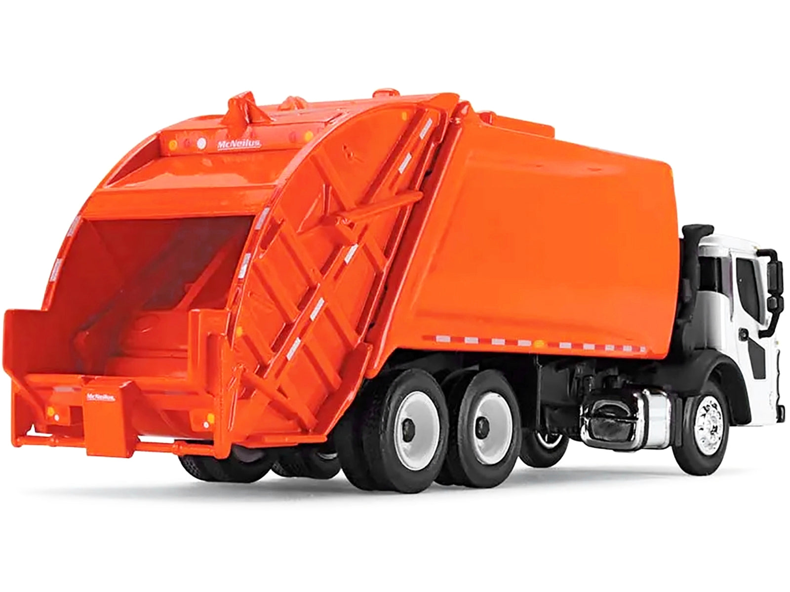 Mack LR with McNeilus Rear Load Refuse Body Orange and White 1/87 (HO) Diecast Model by First Gear