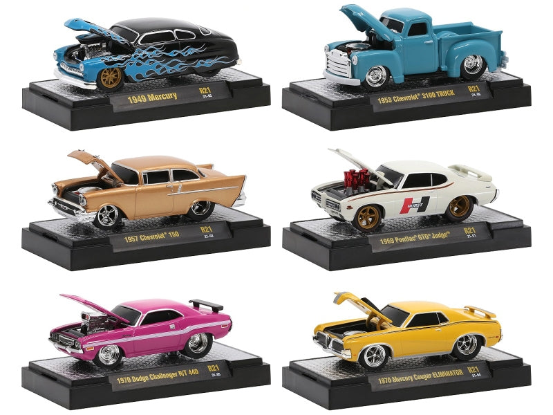 "Ground Pounders" 6 Cars Set Release 21 IN DISPLAY CASES 1/64 Diecast Model Cars by M2 Machines