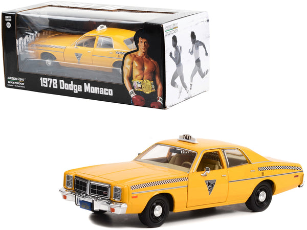 1978 Dodge Monaco Taxi "City Cab Co." Yellow "Rocky III" (1982) Movie 1/24 Diecast Model Car by Greenlight