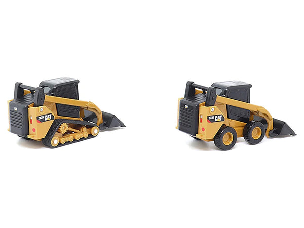 CAT Caterpillar 272D2 Skid Steer Loader Yellow and CAT Caterpillar 297D2 Compact Track Loader Yellow Set of 2 pieces 1/64 Diecast Models by Diecast Masters