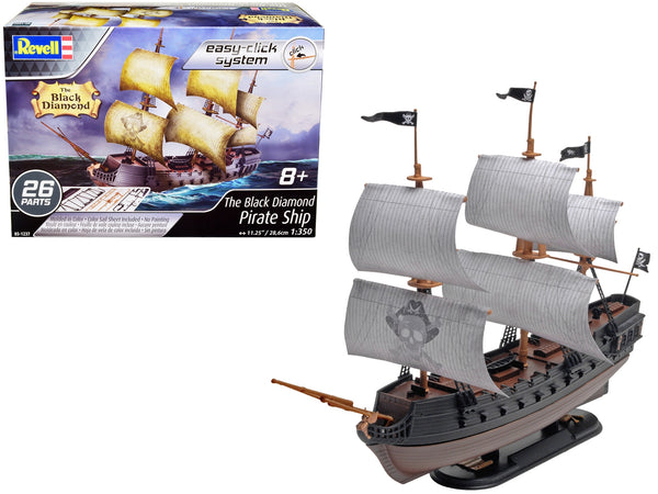 Level 2 Easy-Click Model Kit "The Black Diamond" Pirate Ship 1/350 Scale Model by Revell