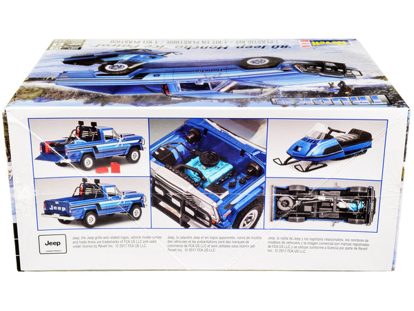 Level 4 Model Kit 1980 Jeep Honcho Pickup Truck "Ice Patrol" with Snowmobile 1/24 Scale Model by Revell