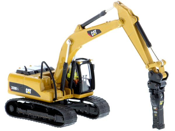 CAT Caterpillar 320D L Hydraulic Excavator with Multiple Work Tools and Operator "High Line" Series 1/87 (HO) Scale Diecast Model by Diecast Masters