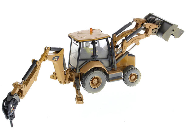 CAT Caterpillar 420F2 IT Backhoe Loader with Operator Yellow "Weathered Series" 1/50 Diecast Model by Diecast Masters