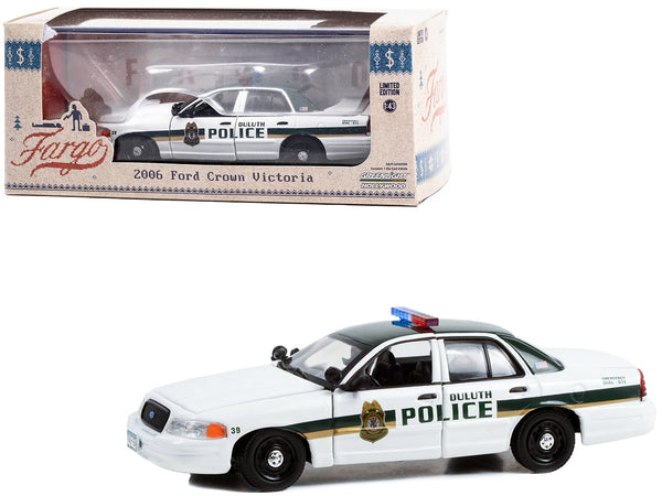 2006 Ford Crown Victoria Police Interceptor White with Green Top "Duluth Minnesota Police" "Fargo" (2014-2020 TV Series) "Hollywood" Series 1/43 Diecast Model Car by Greenlight