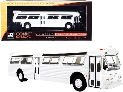 Flxible 53102 Transit Bus with A/C Unit Blank White "Vintage Bus & Motorcoach Collection" 1/87 Diecast Model by Iconic Replicas