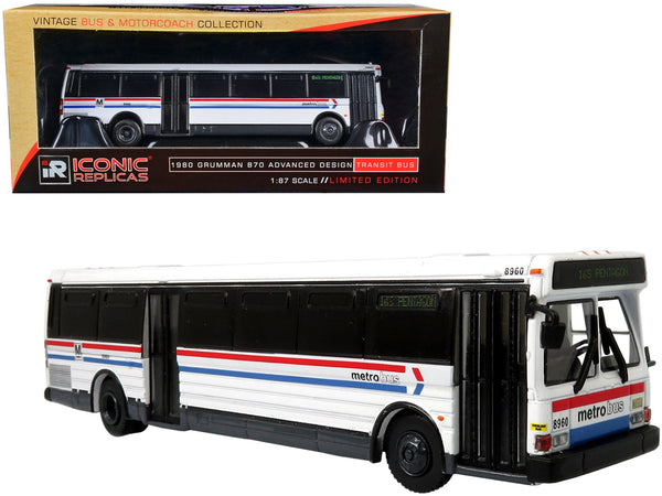 1980 Grumman 870 Advanced Design Transit Bus WMATA (Washington Metropolitan Area Transit Authority) Metro Bus "16S Pentagon" "Vintage Bus & Motorcoach Collection" 1/87 Diecast Model by Iconic Replicas