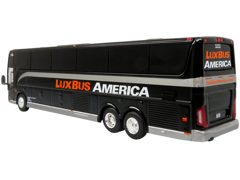 Van Hool TX45 Coach Bus "Lux Bus America" Black "The Bus & Motorcoach Collection" Limited Edition to 504 pieces Worldwide 1/87 (HO) Diecast Model by Iconic Replicas