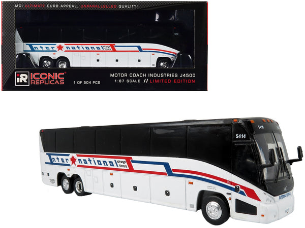 MCI J4500 Coach Bus "International Stage Lines" White "The Bus & Motorcoach Collection" Limited Edition to 504 pieces Worldwide 1/87 (HO) Diecast Model by Iconic Replicas