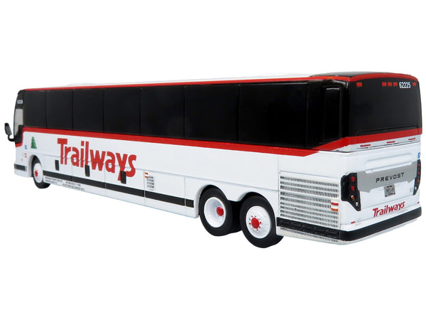 Prevost X3-45 Coach Bus "Trailways - Adirondack Transit Lines" White with Red Stripes Limited Edition 1/87 (HO) Diecast Model by Iconic Replicas