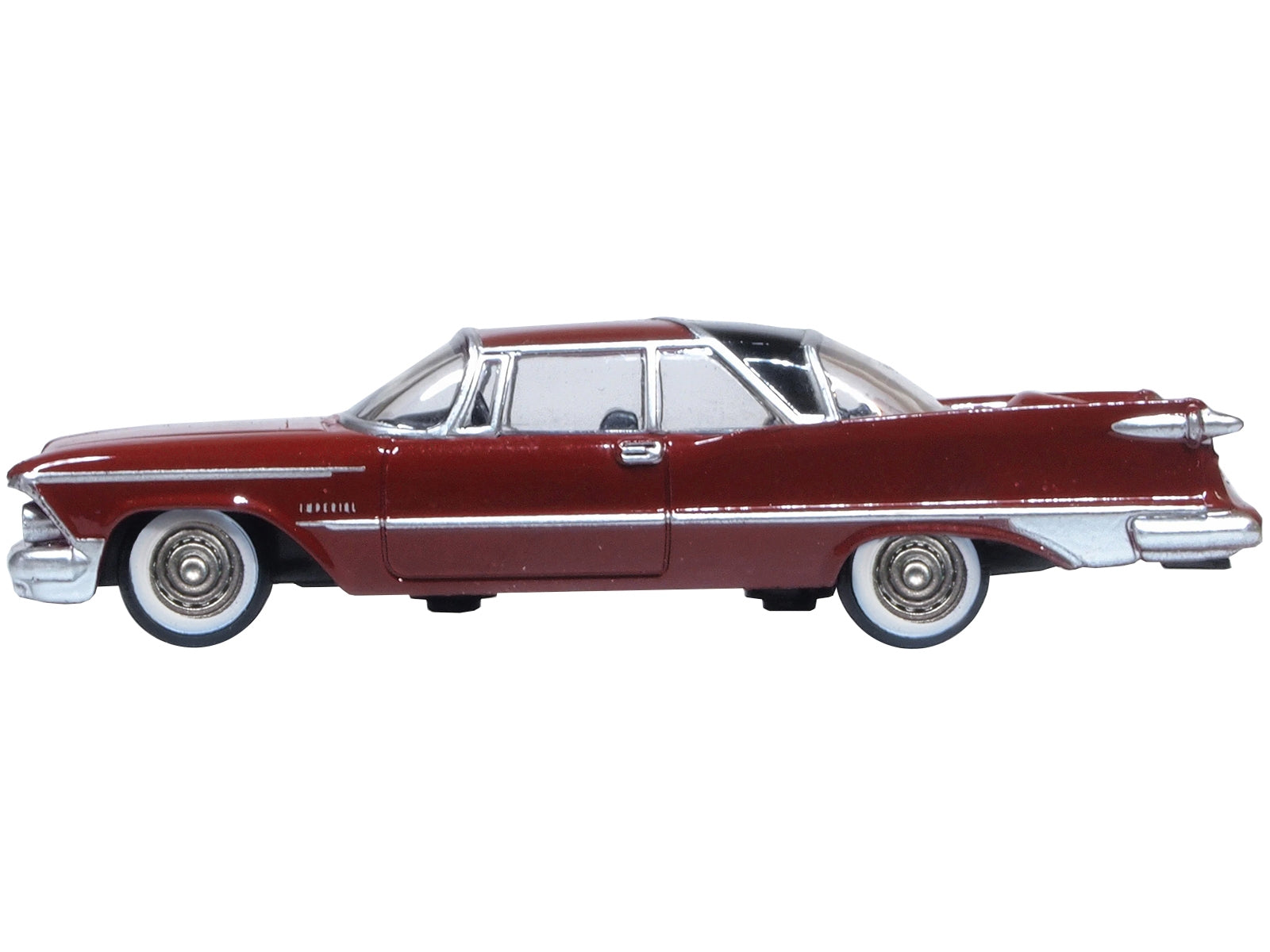 1959 Chrysler Imperial Crown 2 Door Hardtop Radiant Red with Black Top 1/87 (HO) Scale Diecast Model Car by Oxford Diecast
