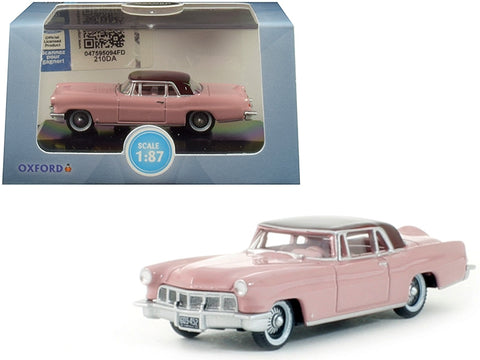 1956 Lincoln Continental Mark II Pink with Dubonnet Red Top 1/87 (HO) Scale Diecast Model Car by Oxford Diecast