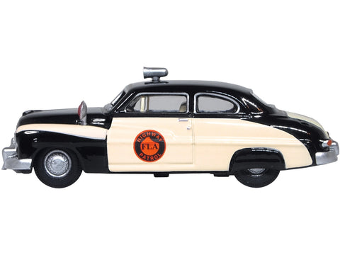 1949 Mercury Monarch Police Black and White "Florida Highway Patrol" 1/87 (HO) Scale Diecast Model Car by Oxford Diecast