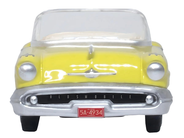 1957 Oldsmobile 88 Convertible Coronado Yellow 1/87 (HO) Scale Diecast Model Car by Oxford Diecast