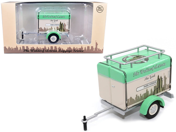 Travel Trailer Beige with Light Green Top "The Waldorf-Astoria Luggage Service New York - Park Avenue" 1/24 Diecast Model Car by Motor City Classics