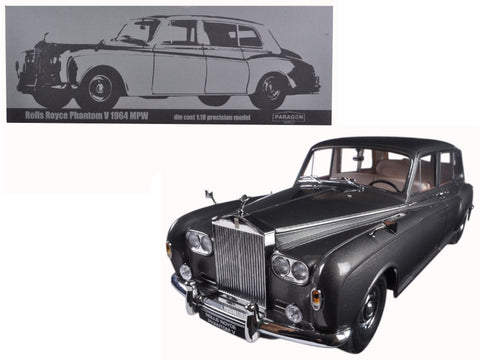 1964 Rolls Royce Phantom V MPW Gunmetal Grey LHD 1/18 Diecast Model Car  by Paragon