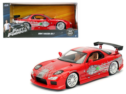 Dom's Mazda RX-7 Red with Graphics "Fast & Furious" Movie 1/24 Diecast Model Car by Jada