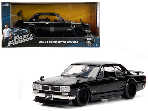 Brian's Nissan Skyline 2000 GT-R RHD (Right Hand Drive) Black "Fast & Furious" Movie 1/24 Diecast Model Car by Jada