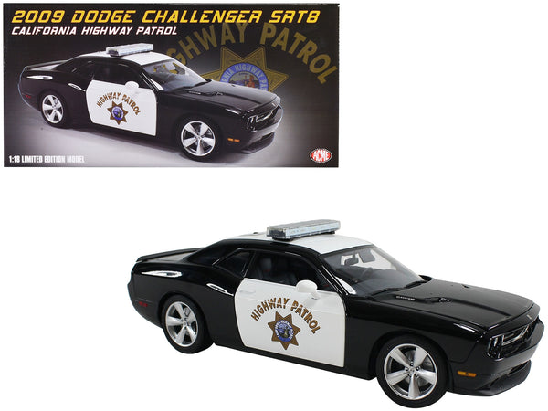 2009 Dodge Challenger SRT8 Black and White "California Highway Patrol" Limited Edition to 306 pieces Worldwide 1/18 Diecast Model Car by ACME
