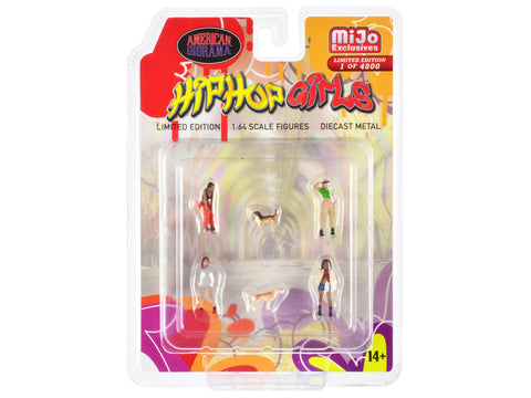 "Hip Hop Girls" 6 piece Diecast Set (4 Women 2 Dog Figures) Limited Edition to 4800 pieces Worldwide 1/64 Scale Models by American Diorama