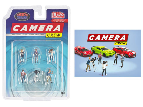"Camera Crew" 6 piece Diecast Figure Set (5 Figures 1 camera) Limited Edition to 3600 pieces Worldwide for 1/64 Scale Models by American Diorama