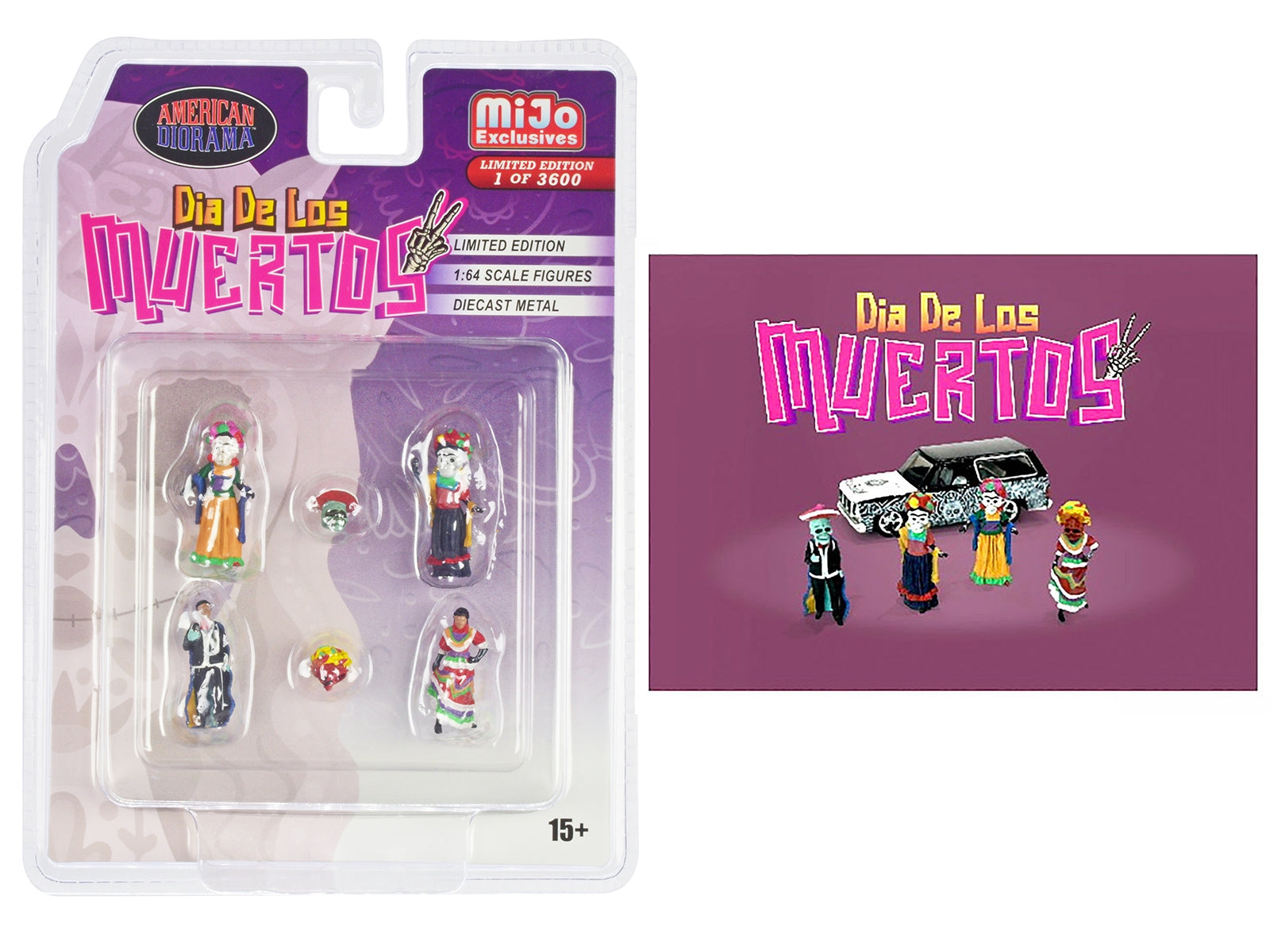 "Dia de los Muertos 2" 6 piece Diecast Set (4 Figures 2 Masks) Limited Edition to 3600 pieces Worldwide for 1/64 Scale Models by American Diorama