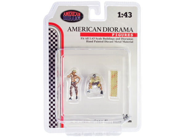 "4X4 Mechanics" 2 Piece Diecast Figure Set 1 for 1/43 Scale Models by American Diorama
