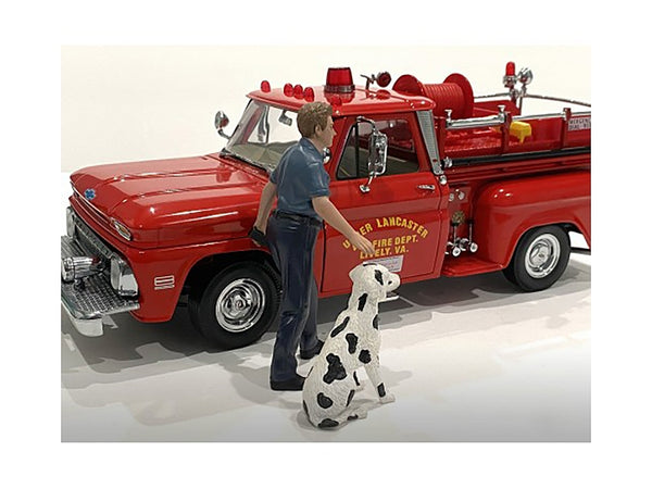 "Firefighters" Fire Dog Training Figures (Trainer and Dog) for 1/24 Scale Models by American Diorama