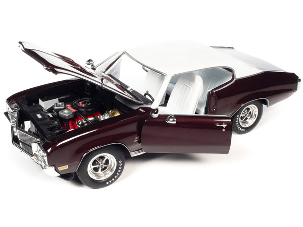 1970 Buick GS Stage 1 Burgundy Mist Metallic with White Top and Interior "Muscle Car & Corvette Nationals" (MCACN) 1/18 Diecast Model Car by Auto World