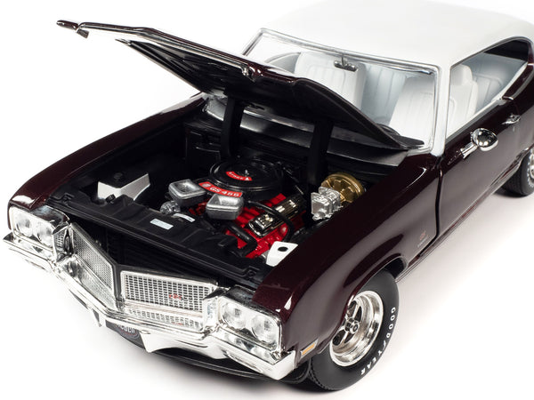 1970 Buick GS Stage 1 Burgundy Mist Metallic with White Top and Interior "Muscle Car & Corvette Nationals" (MCACN) 1/18 Diecast Model Car by Auto World