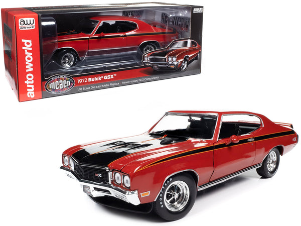 1972 Buick GSX Fire Red with Black Stripes "Muscle Car & Corvette Nationals" (MCACN) "American Muscle" Series 1/18 Diecast Model Car by Auto World