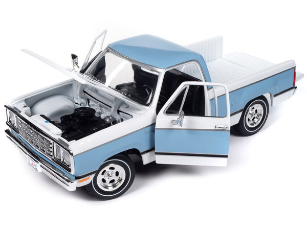 1977 Dodge D100 Adventurer Sweptline Pickup Truck Light Blue and White "American Muscle" Series 1/18 Diecast Model Car by Auto World