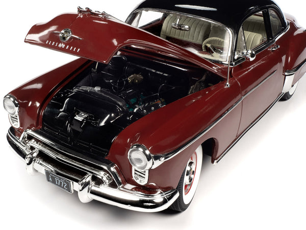 1950 Oldsmobile Rocket 88 Chariot Red with Black Top and Red and White Interior "American Muscle" Series 1/18 Diecast Model Car by Auto World