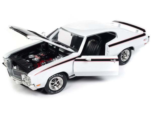 1970 Buick GSX Apollo White with Black and Red Stripes "Muscle Car & Corvette Nationals" (MCACN) "American Muscle" Series 1/18 Diecast Model Car by Auto World