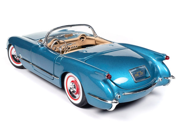1954 Chevrolet Corvette Convertible Pennant Blue Metallic "American Muscle" Series 1/18 Diecast Model Car by Auto World
