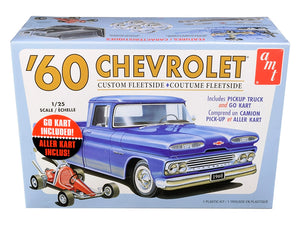 Skill 2 Model Kit 1960 Chevrolet Custom Fleetside Pickup Truck with Go Kart 1/25 Scale Model by AMT