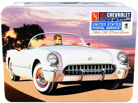 Skill 2 Model Kit 1953 Chevrolet Corvette "USPS" (United States Postal Service) Themed Collectible Tin 1/25 Scale Model by AMT