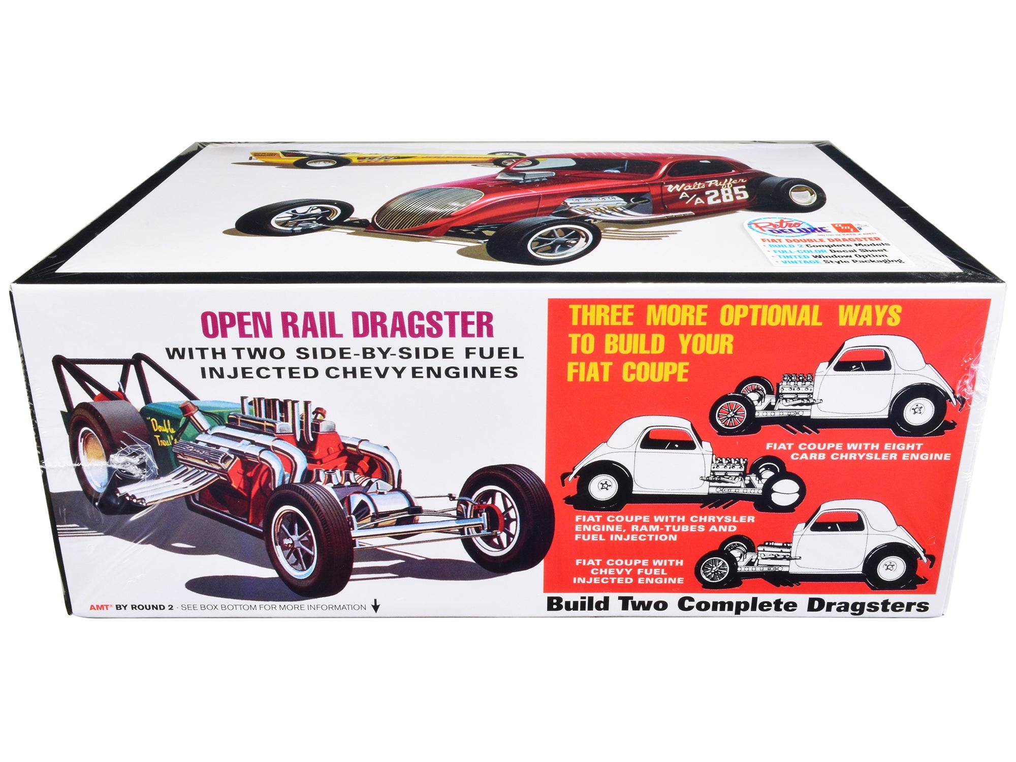 Skill 2 Model Kit Fiat Double Dragster Set of 2 Kits 1/25 Scale Model by AMT